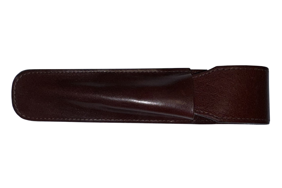 Verona Bordeaux Brown Leather Flap 1 Pen Etui